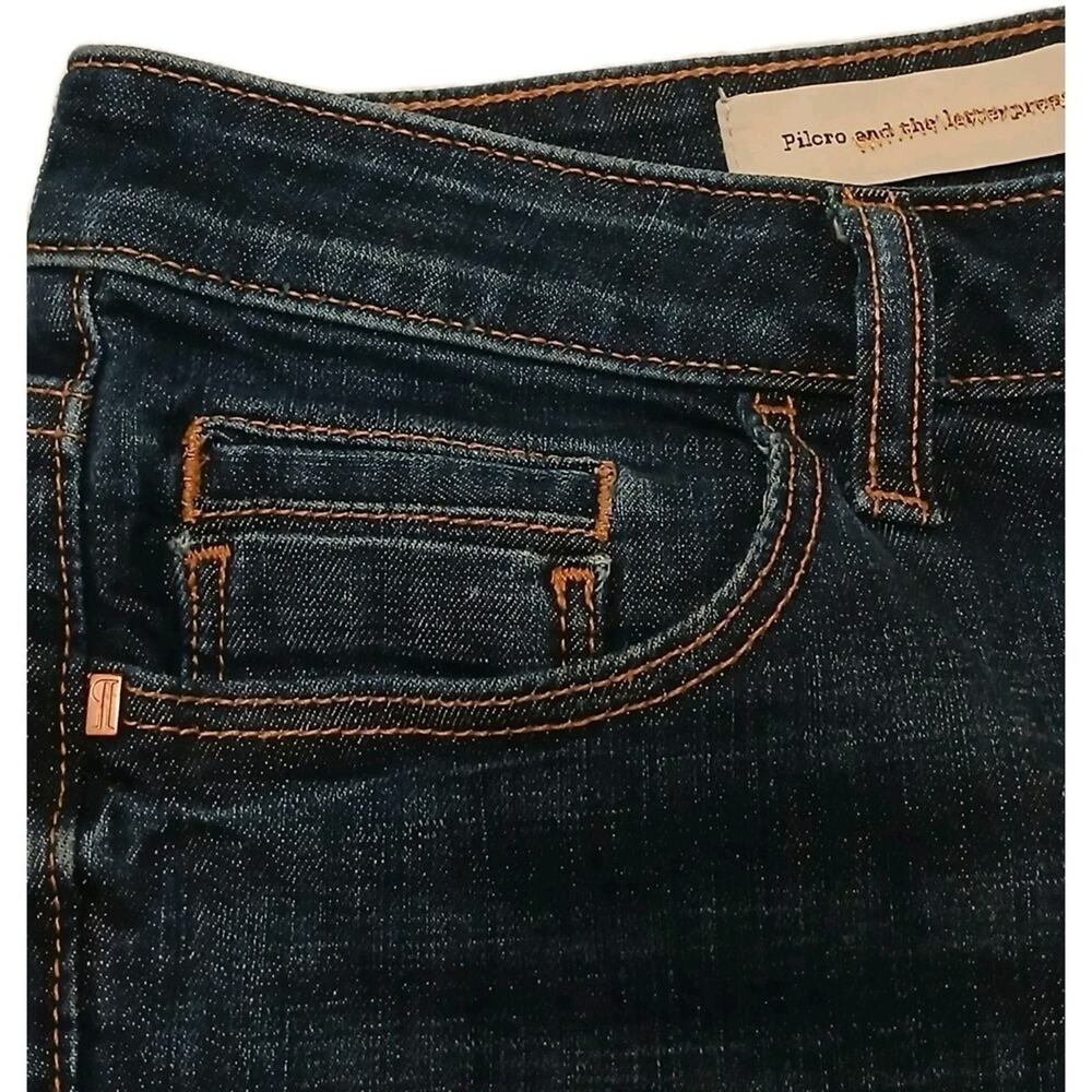 Anthropologie Pilcro Letterpress Blue Denim Shorts 32 Blue Salvage Roll Up $65 - Picture 7 of 16